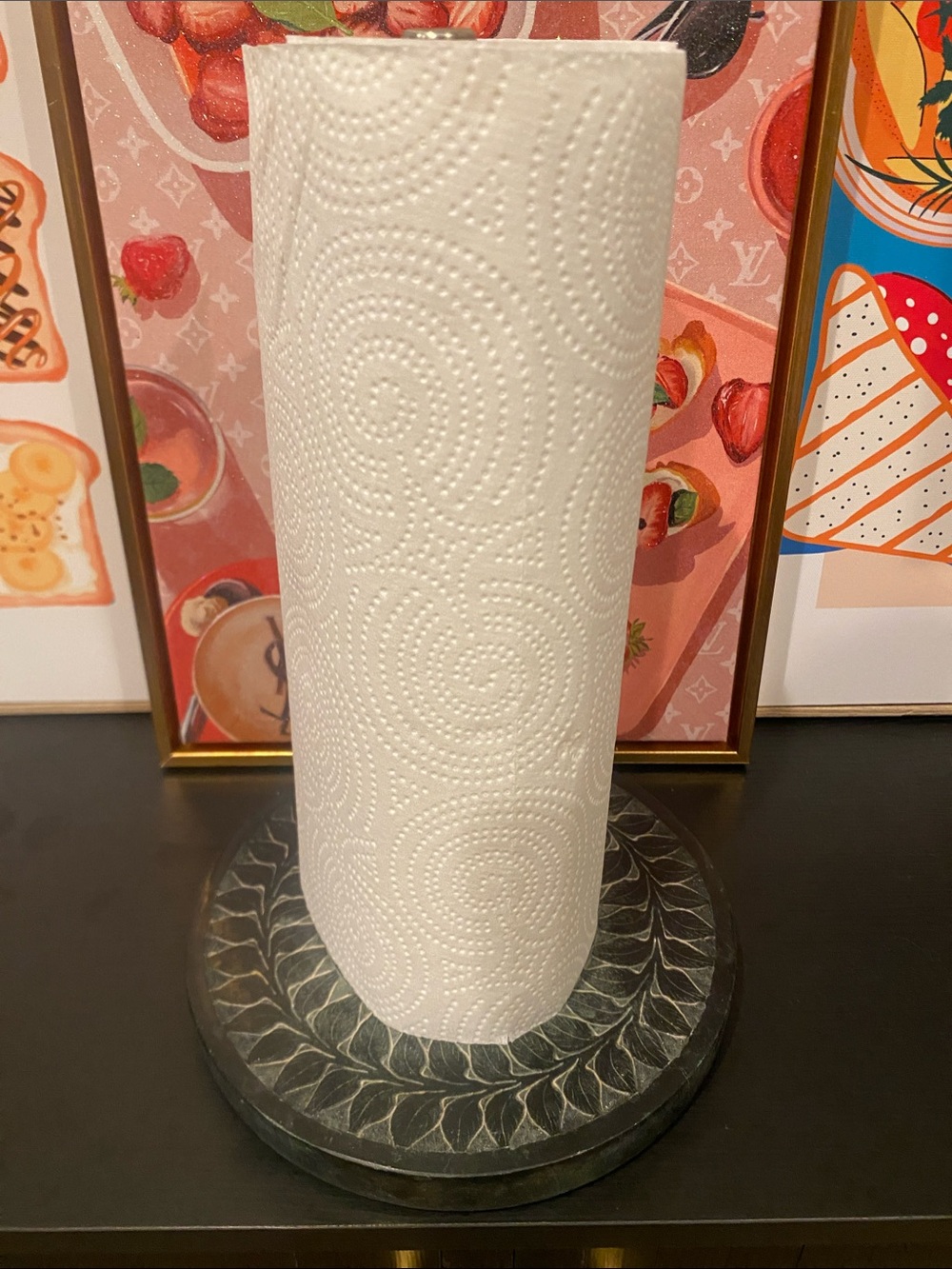 Stainless Steel & Stone Paper Towel Holder - Decorative Black - Picture 2 of 5